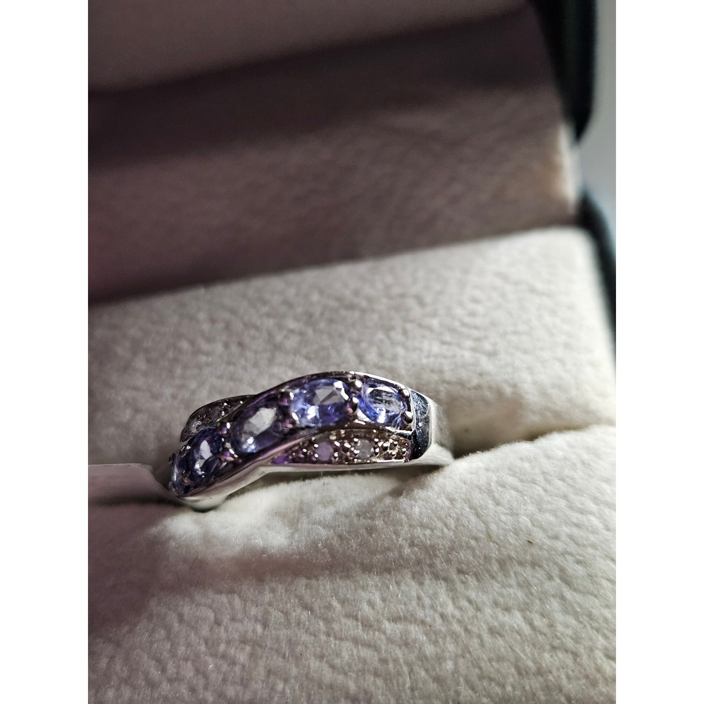 Sterling Silver Tanzanite Diamond Bypass Ring 925 S/S Size 7 R6184TANWD - Picture 2 of 4
